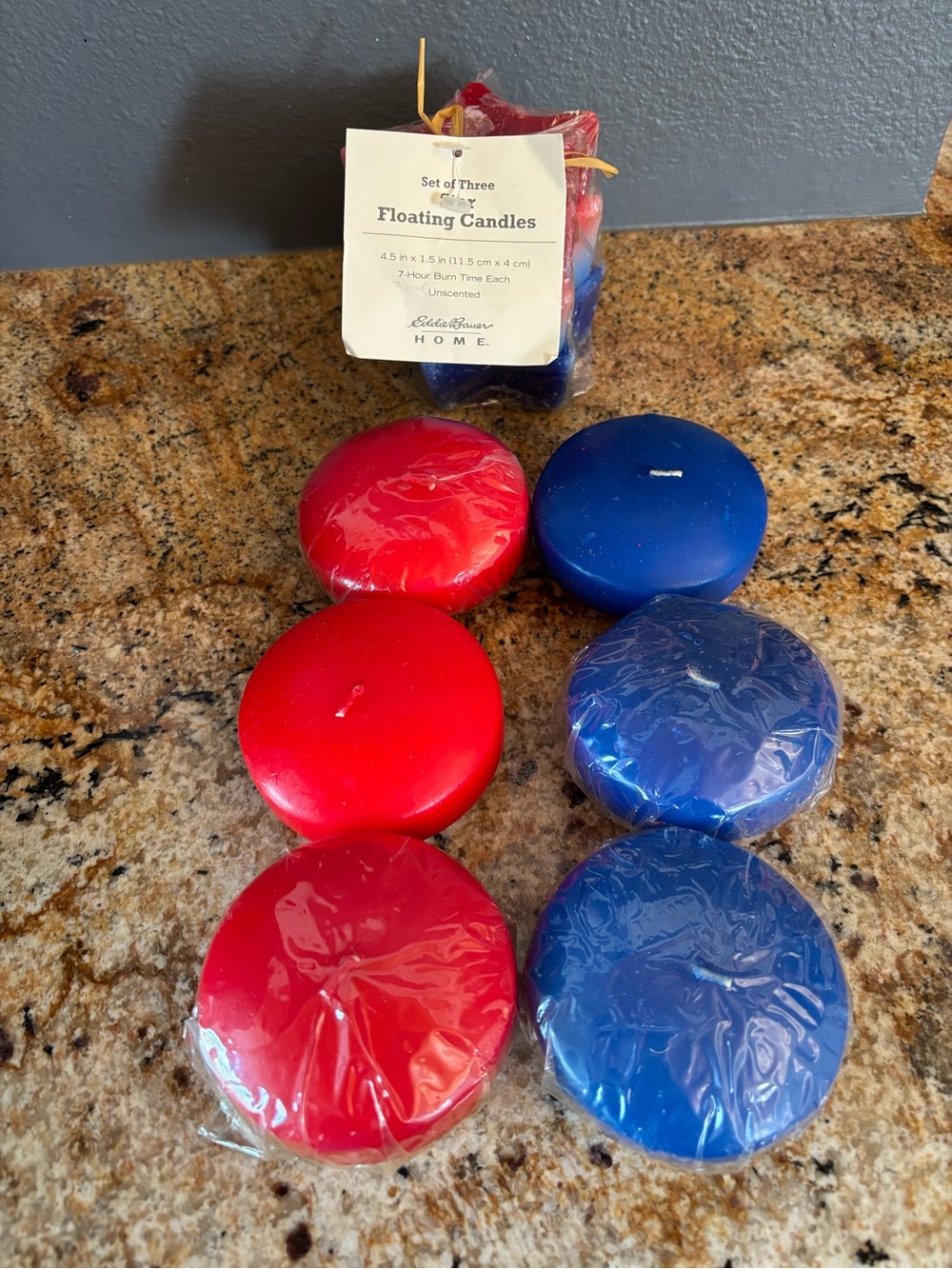 Eddie Bauer Red and Blue Floating Candles Set of 9